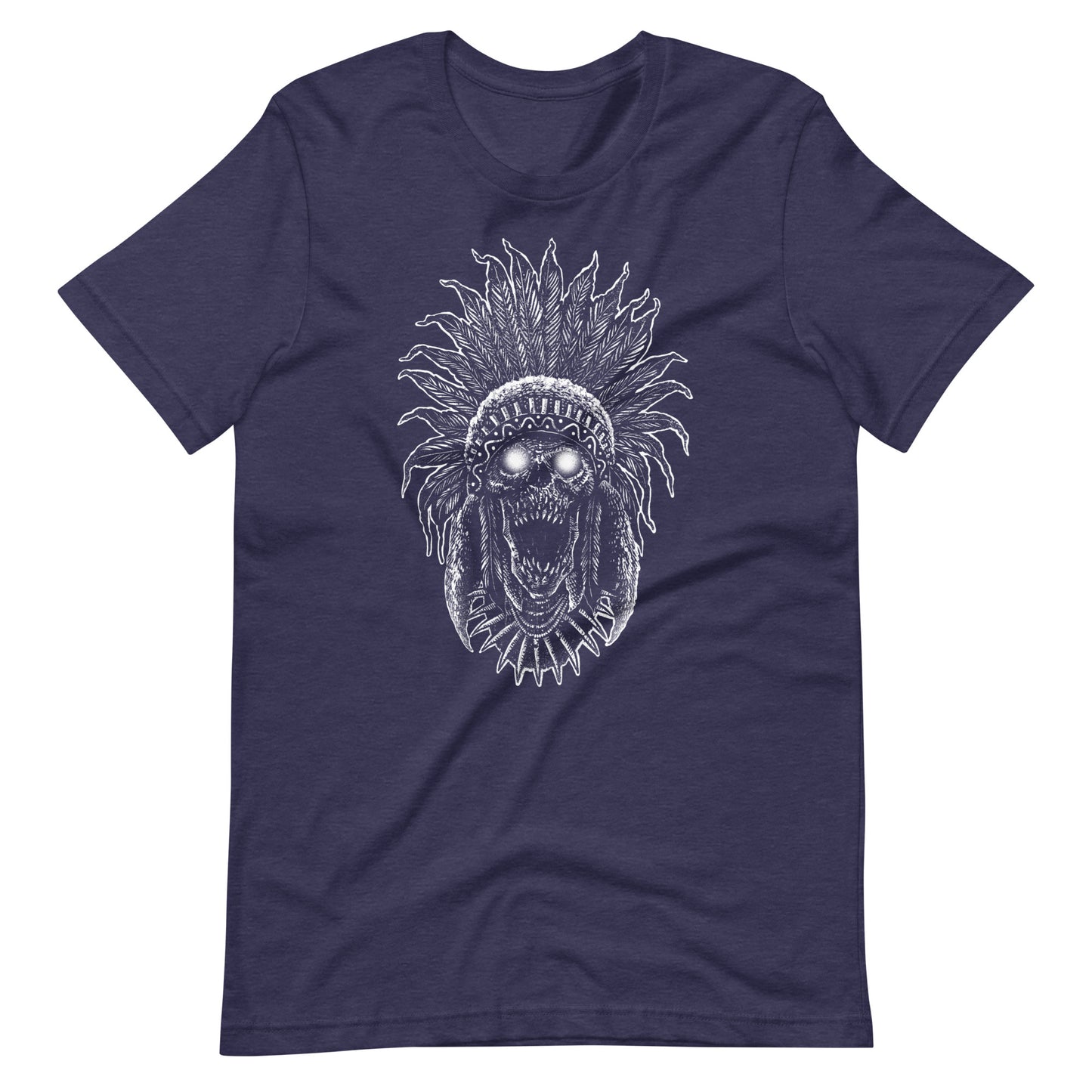 Tribe Skull White - Unisex t-shirt - Heather Midnight Navy Front