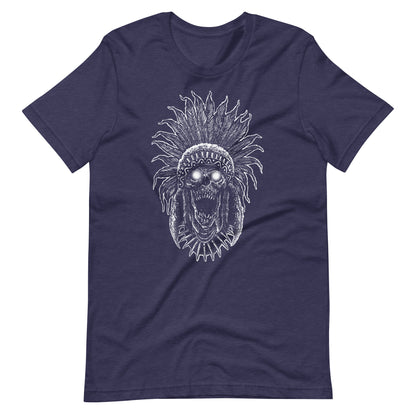 Tribe Skull White - Unisex t-shirt - Heather Midnight Navy Front