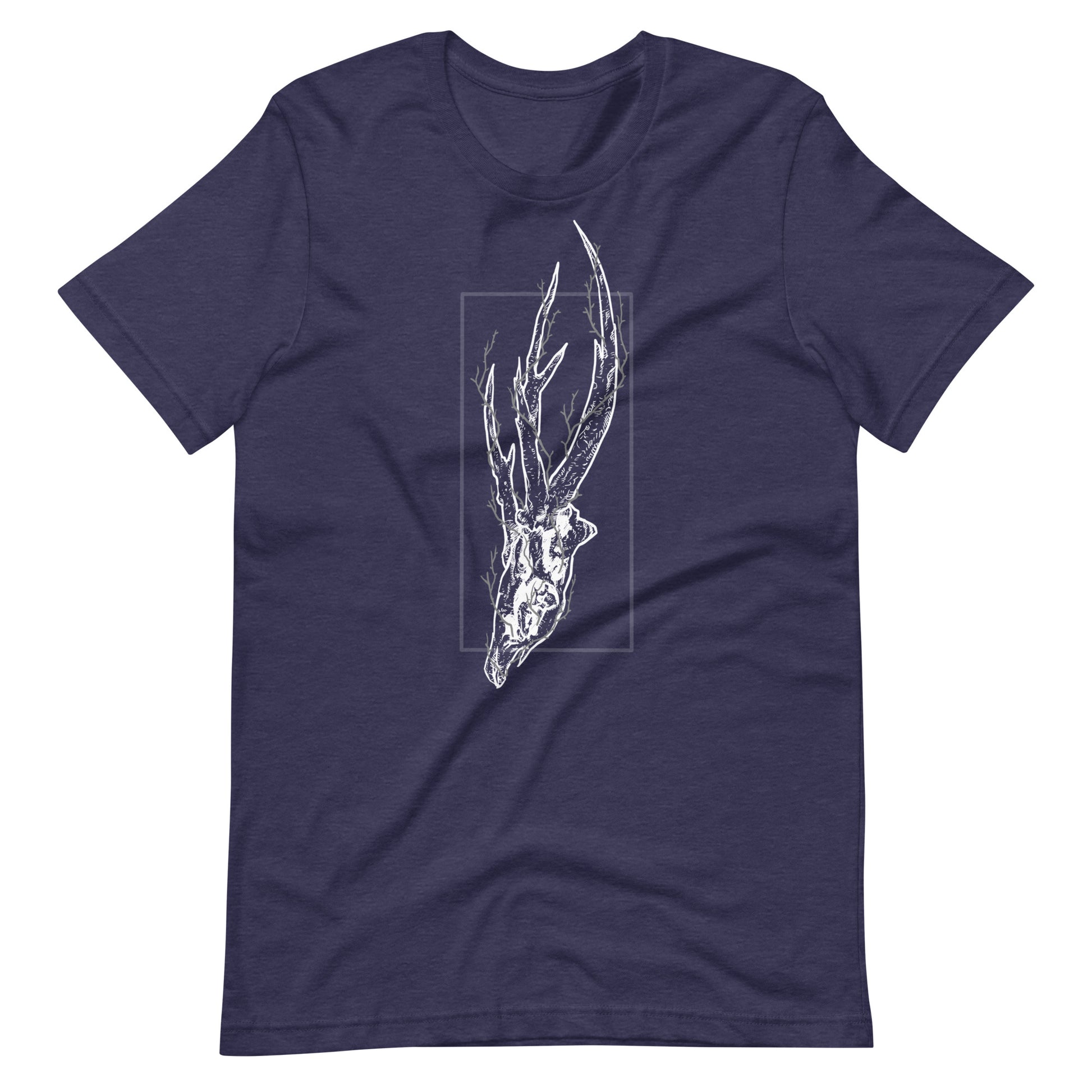 Deer Skull Tree White - Men's t-shirt - Heather Midnight Navy Front