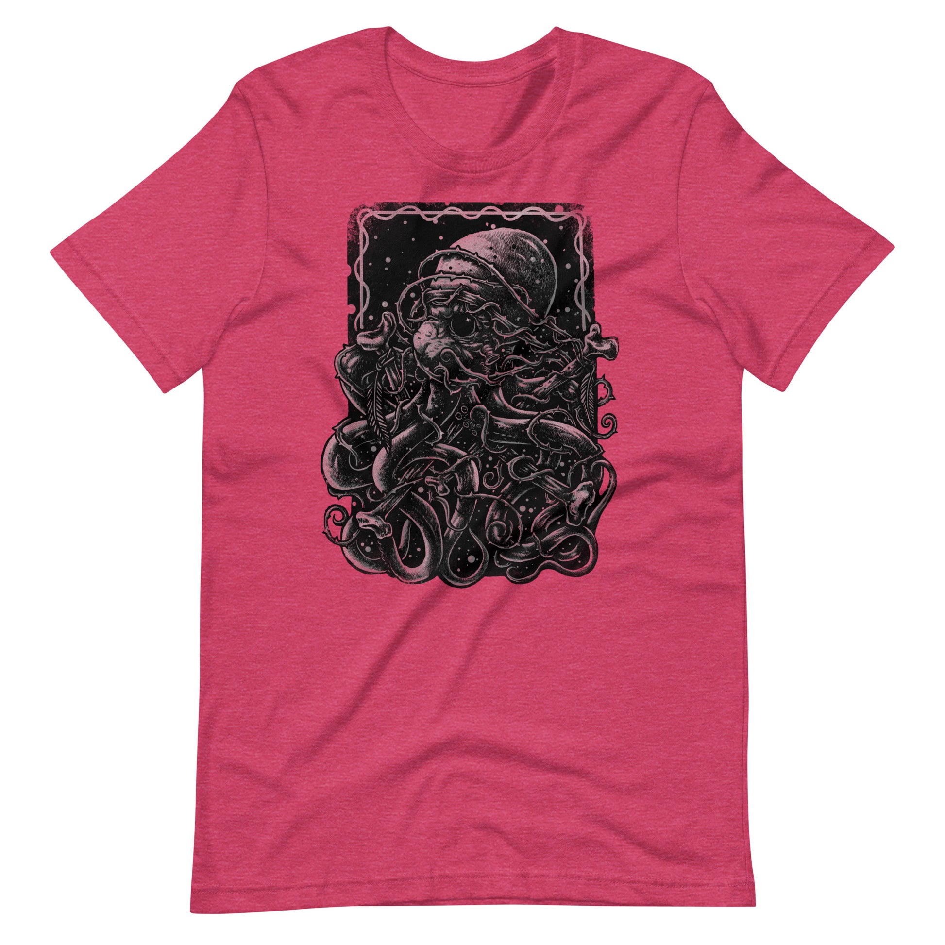 Spiny Octopus Black - Men's t-shirt - Heather Raspberry Front