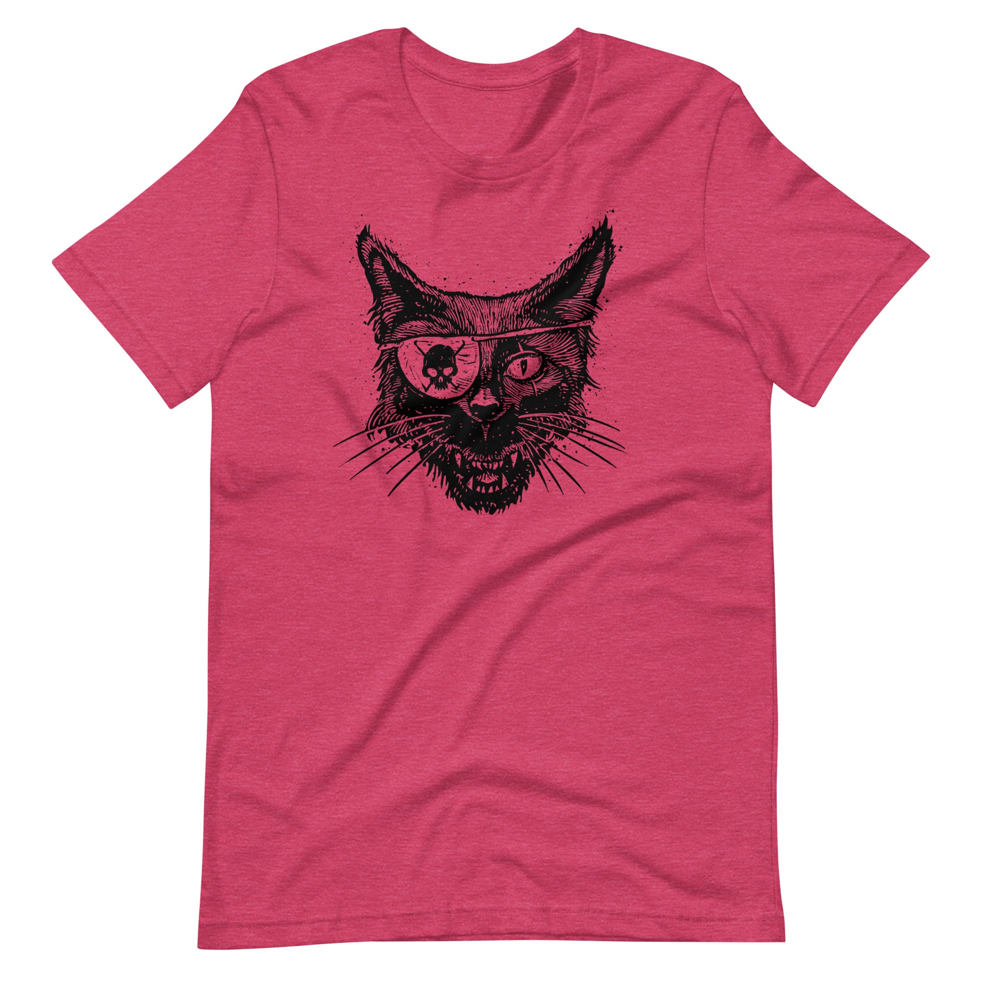 Cat Skull Eye Black - Men's t-shirt - Heather Raspberry Front