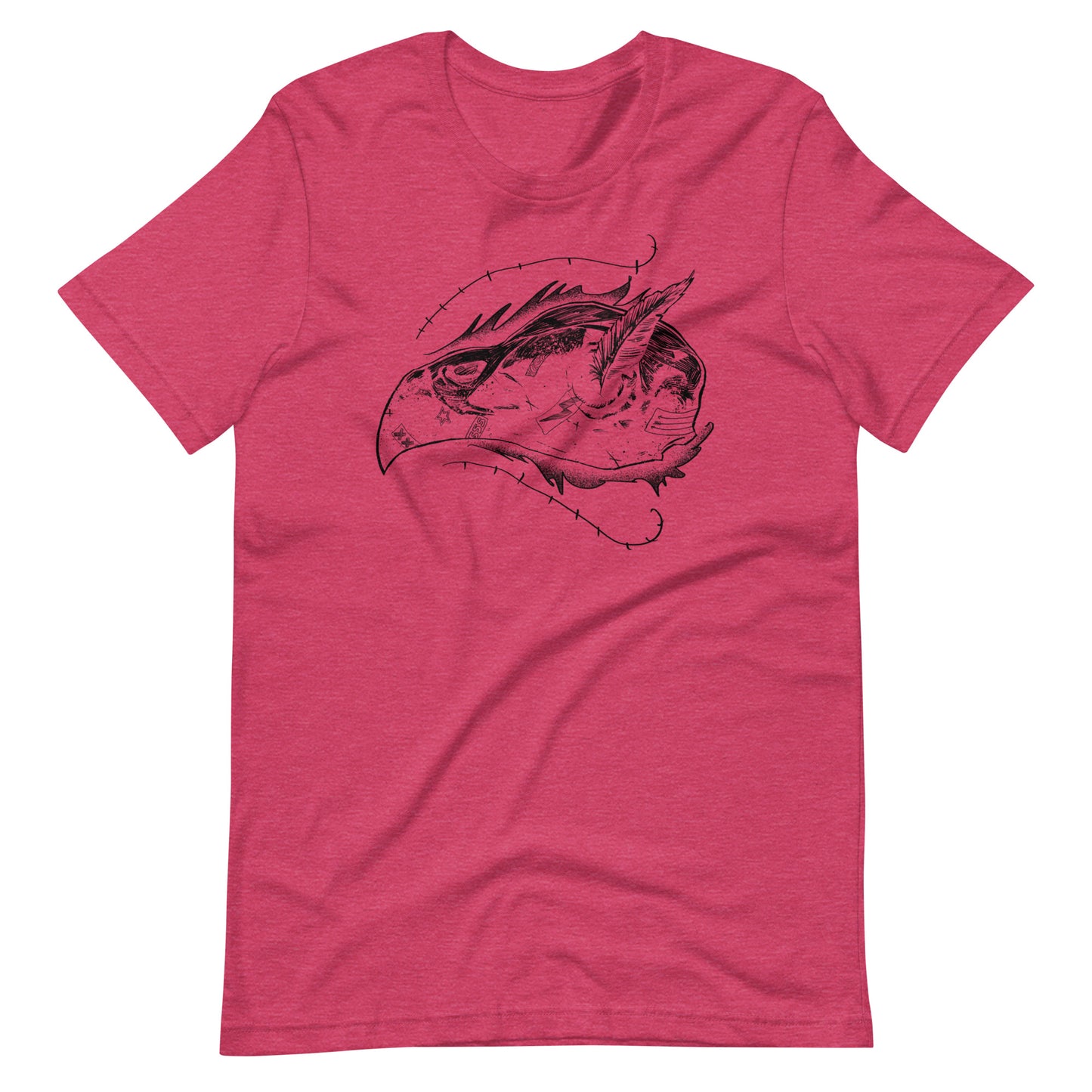 Skull Bird Black - Men's t-shirt - Heather Raspberry Front
