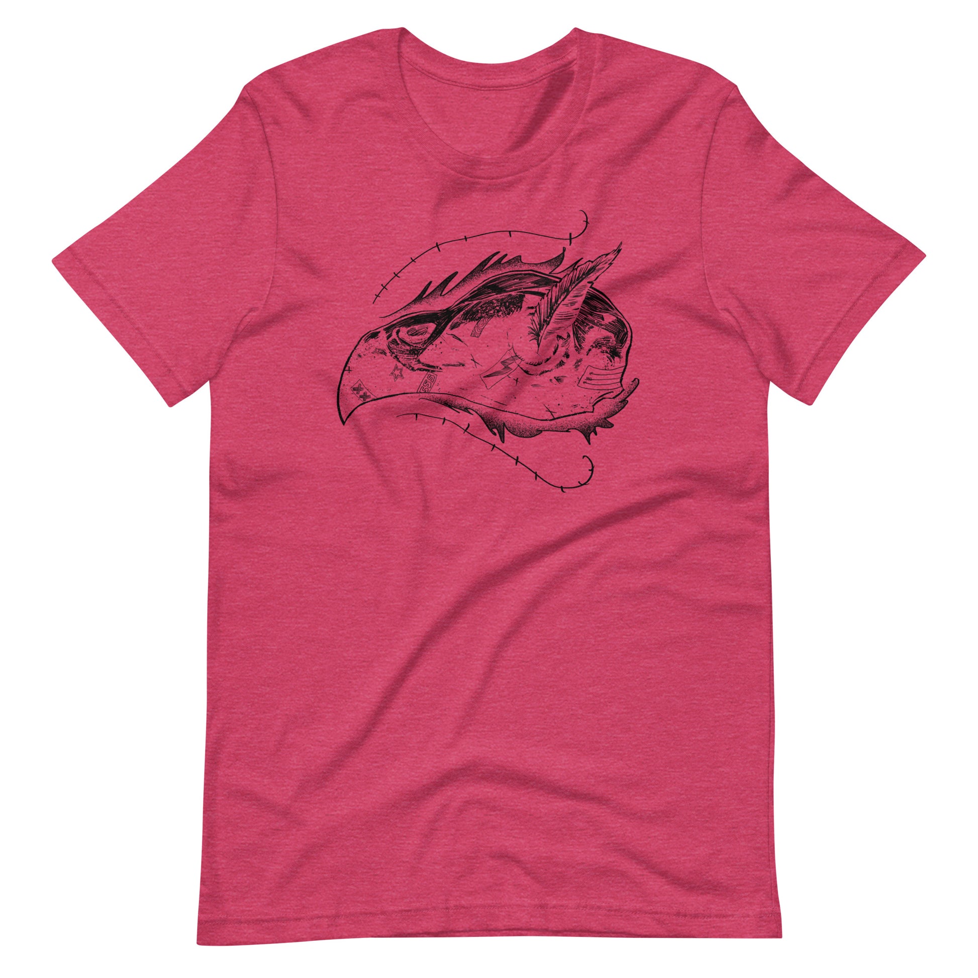 Skull Bird Black - Men's t-shirt - Heather Raspberry Front