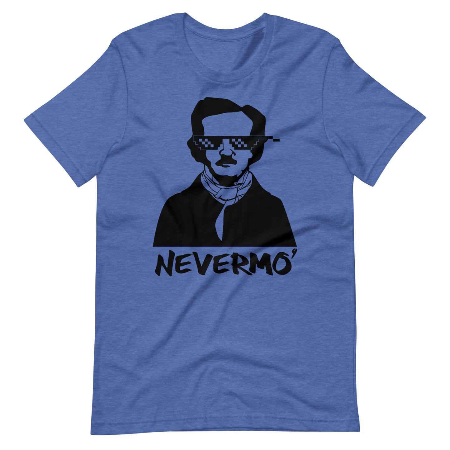 Women's Edgar Allan Poe "Nevermo" t-shirt - Heather True Royal Front