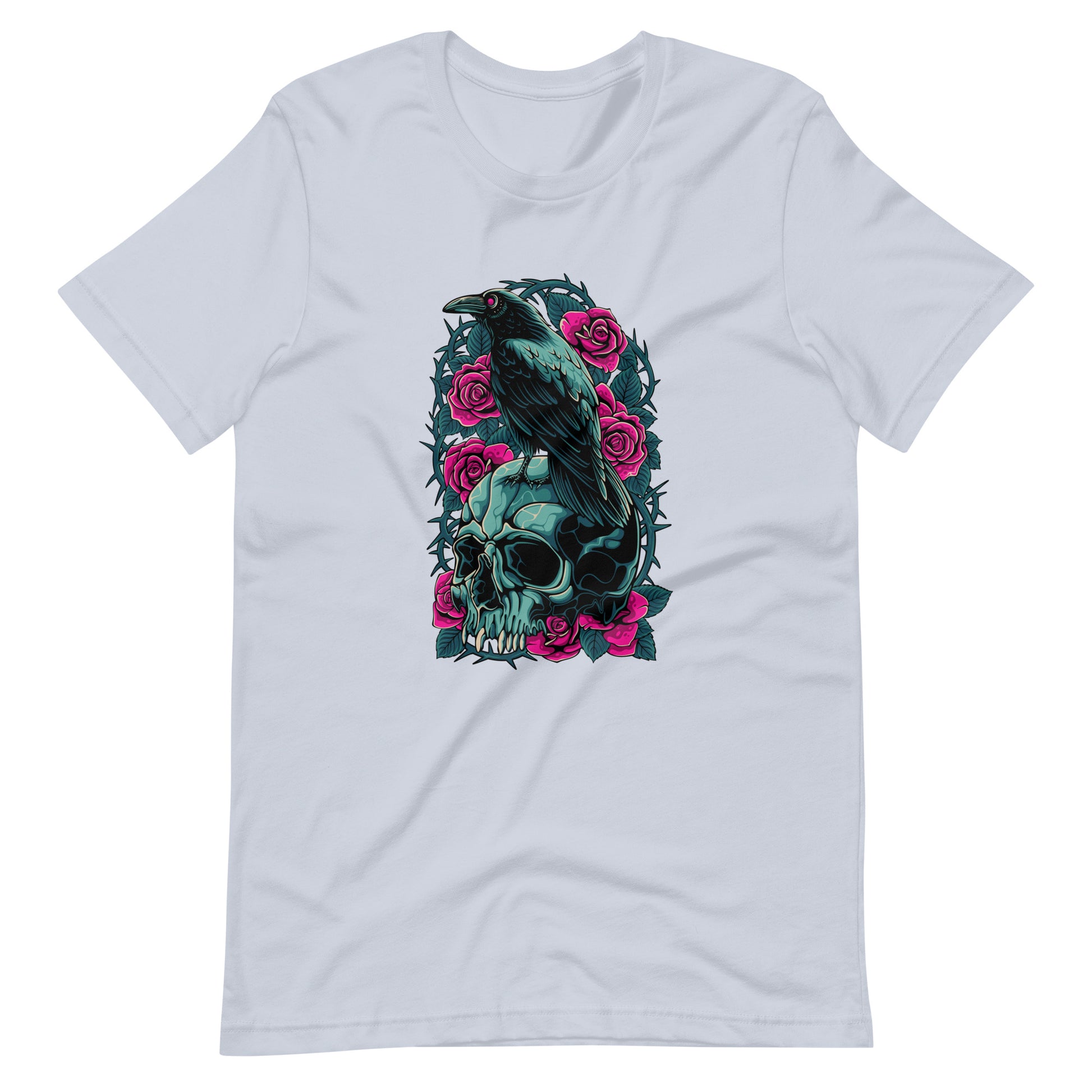 The Raven's Crypt Raven on Skull - Men's t-shirt - Light Blue Front