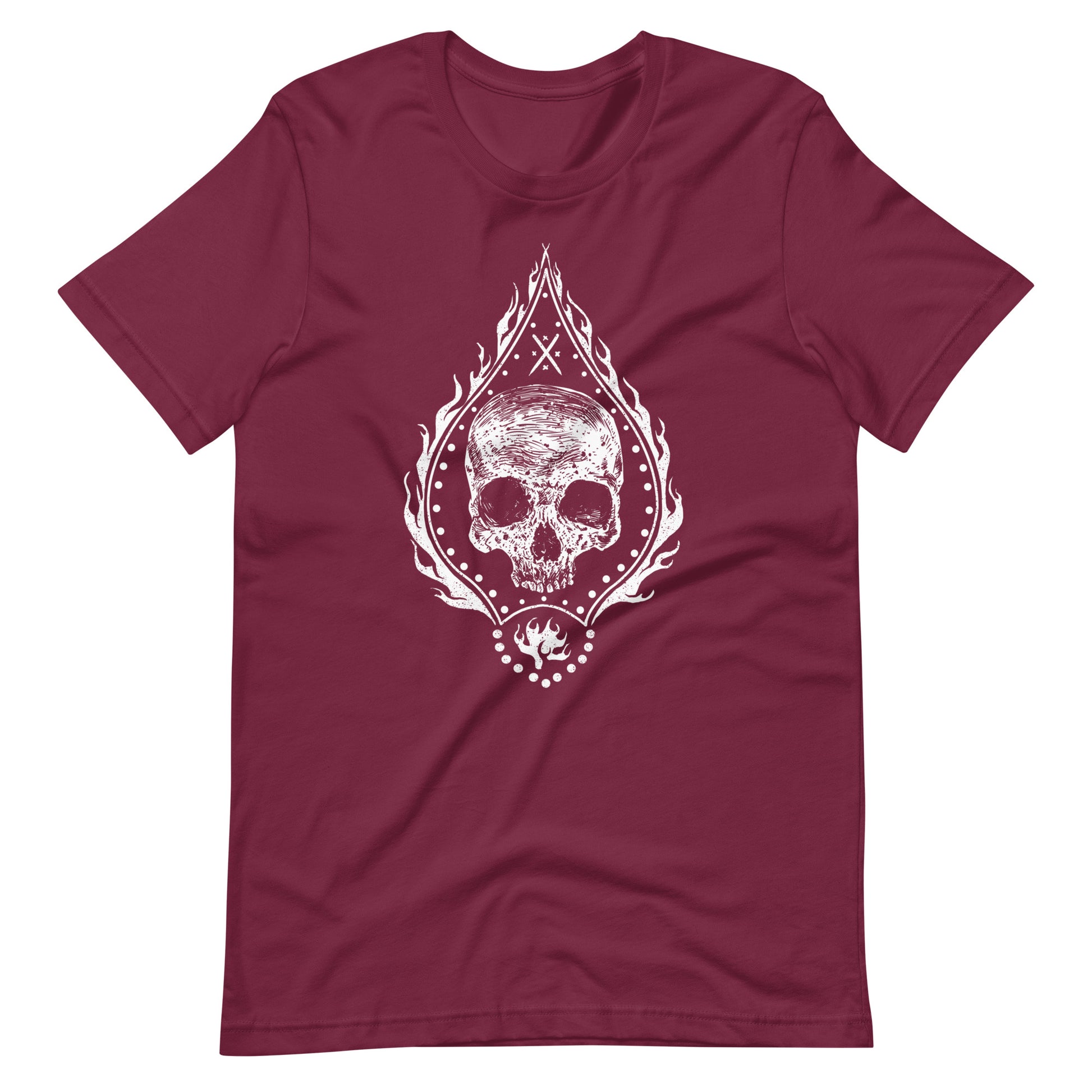 Fire Skull White - Men's t-shirt - Maroon Front