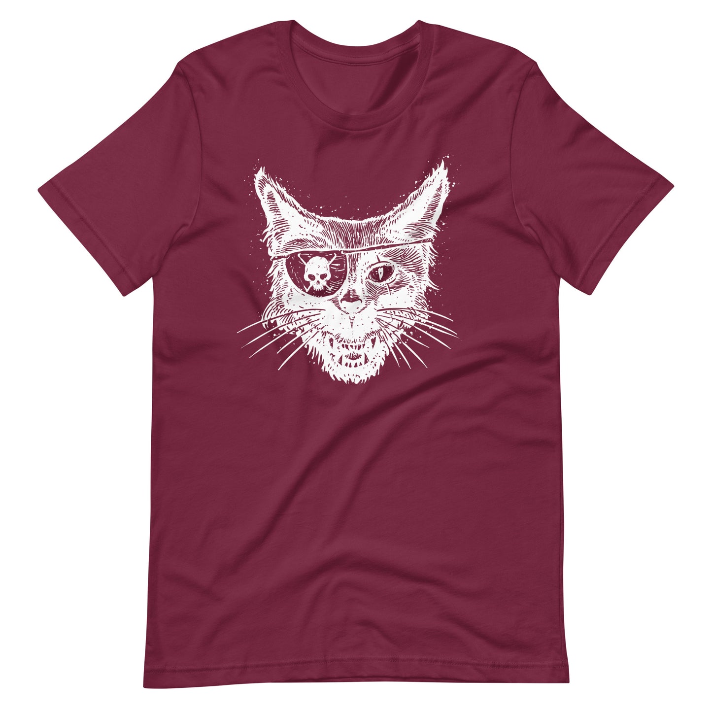 Cat Skull Eye White - Unisex t-shirt - Maroon Front