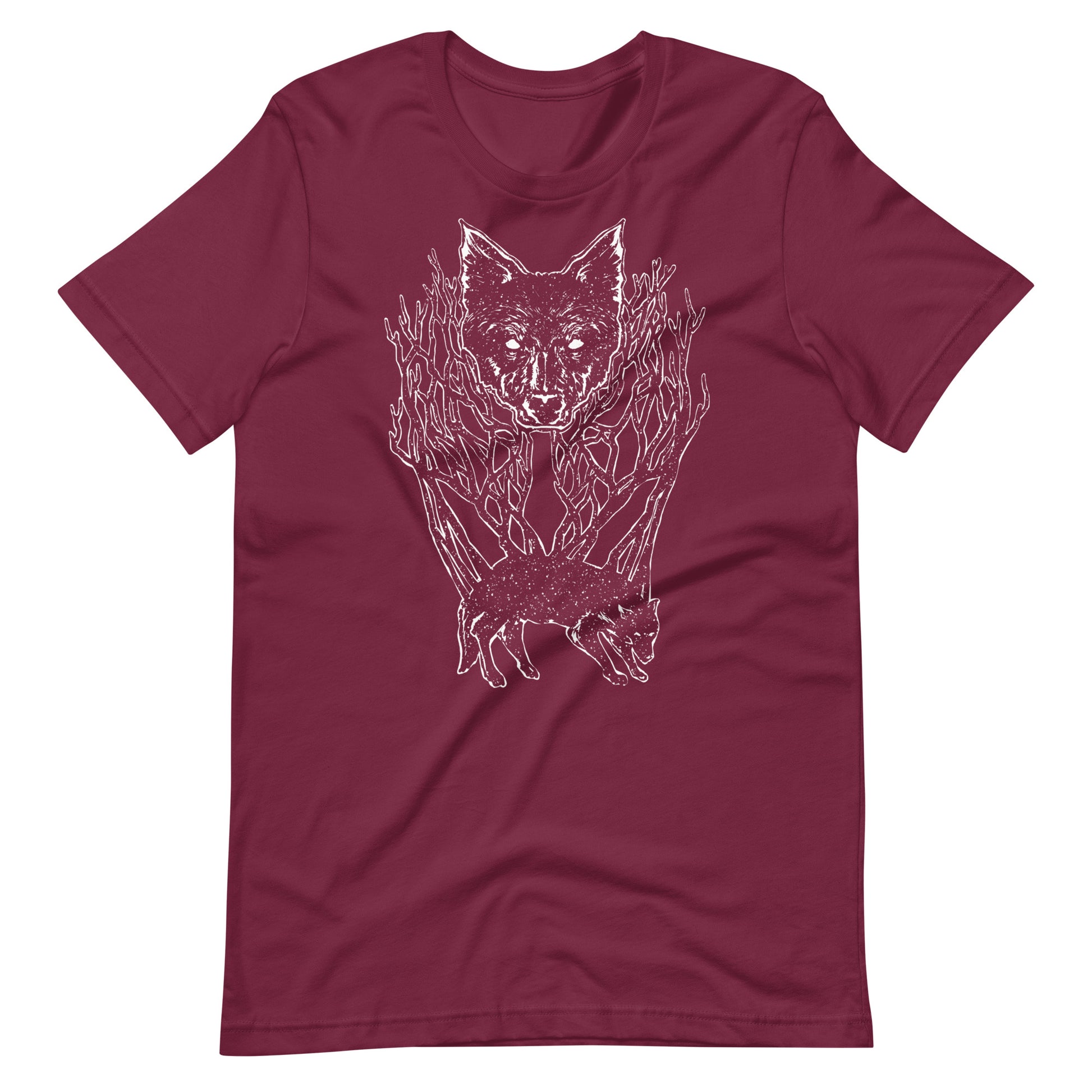 Wolf Tree White - Men's t-shirt - Maroon Front