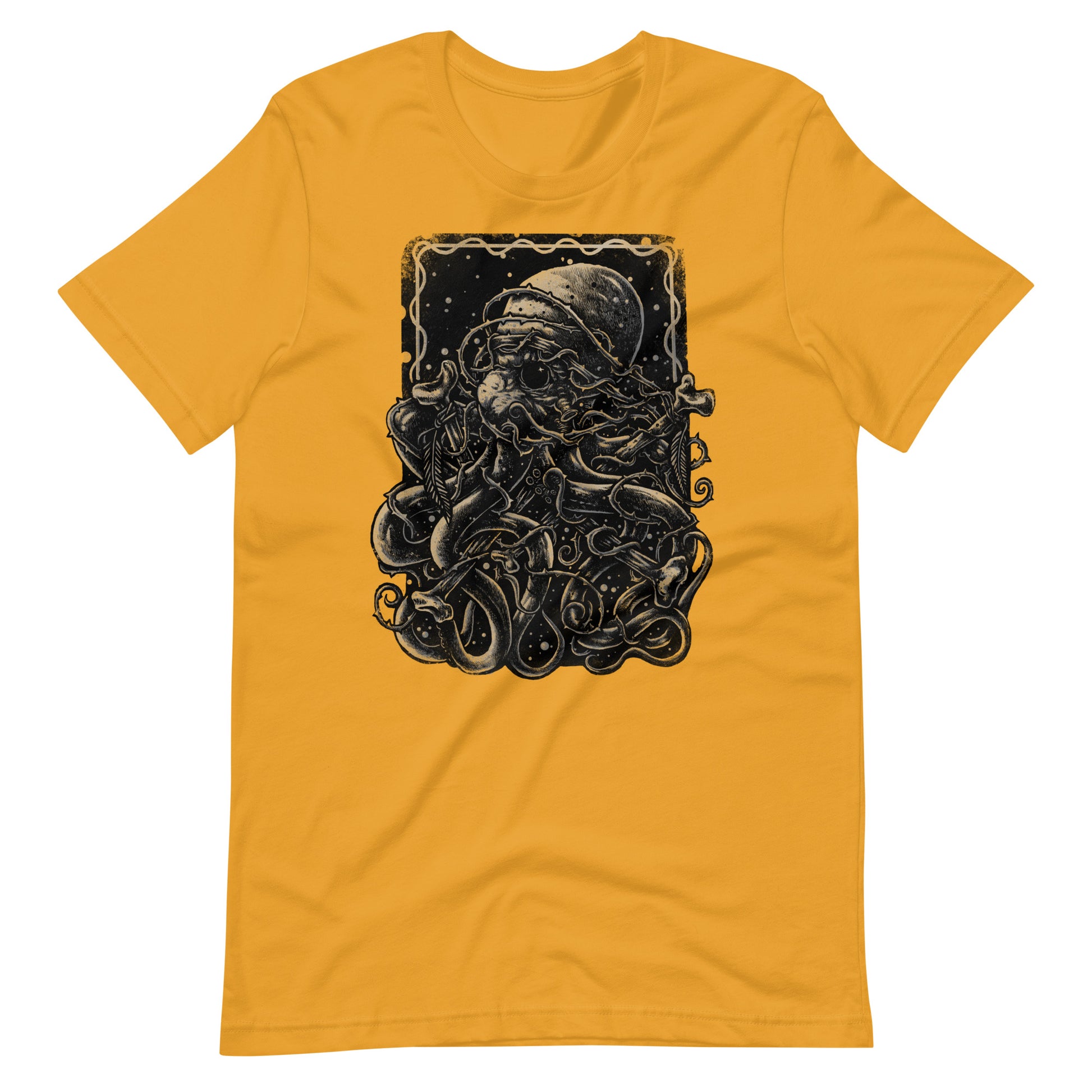 Spiny Octopus Black - Men's t-shirt - Mustard Front