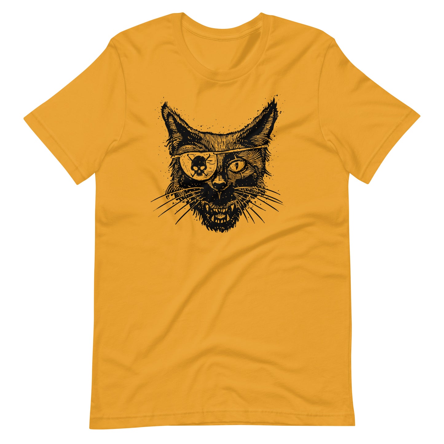 Cat Skull Eye Black - Men's t-shirt - Mustard Front