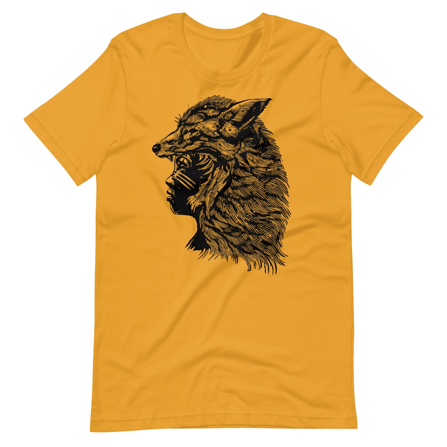Fox Girl Black - Men's t-shirt - Mustard Front