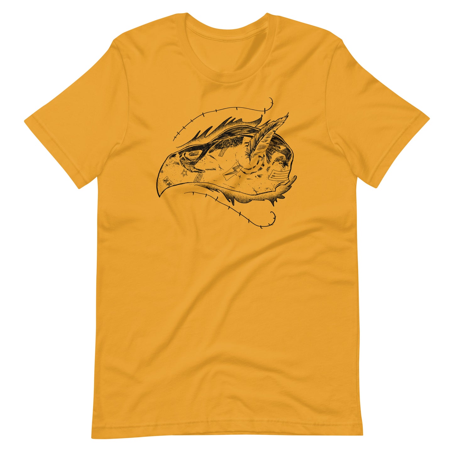 Skull Bird Black - Men's t-shirt - Mustard Front