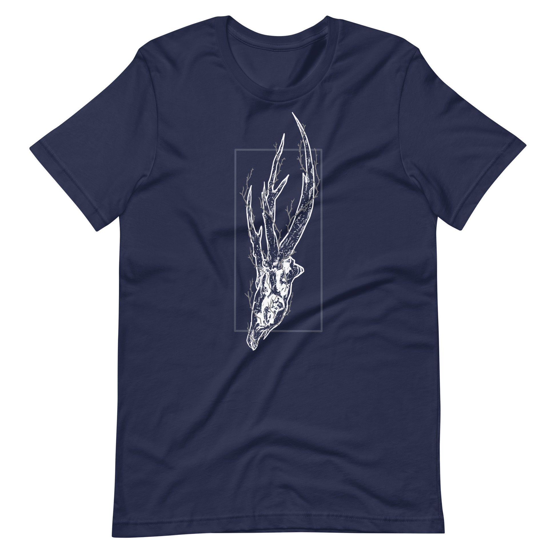 Deer Skull Tree White - Men's t-shirt - Navy Front