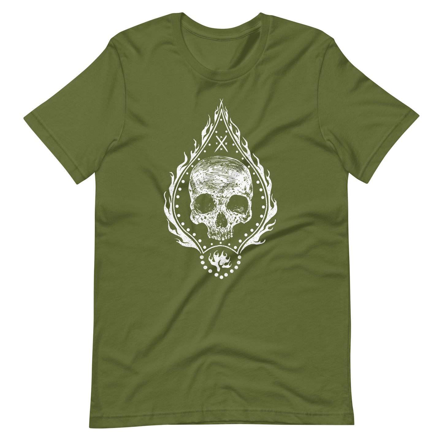 Fire Skull White - Men's t-shirt - Olive Front