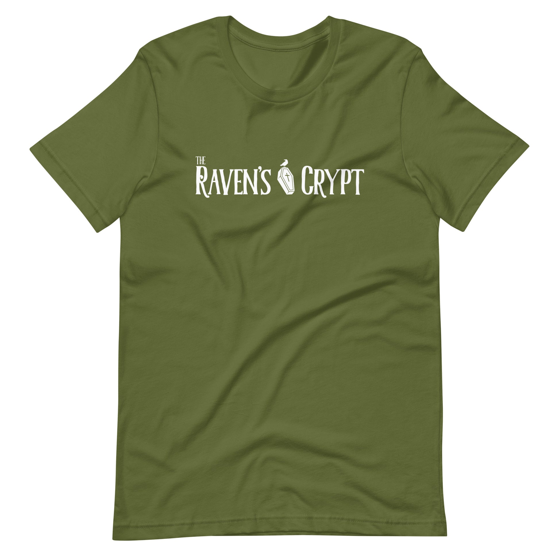 The Raven's Crypt White Logo - Unisex t-shirt - Olive Front