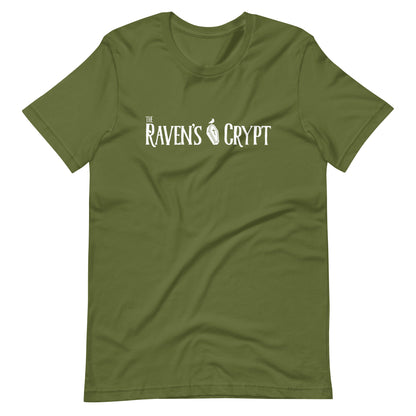 The Raven's Crypt White Logo - Unisex t-shirt - Olive Front
