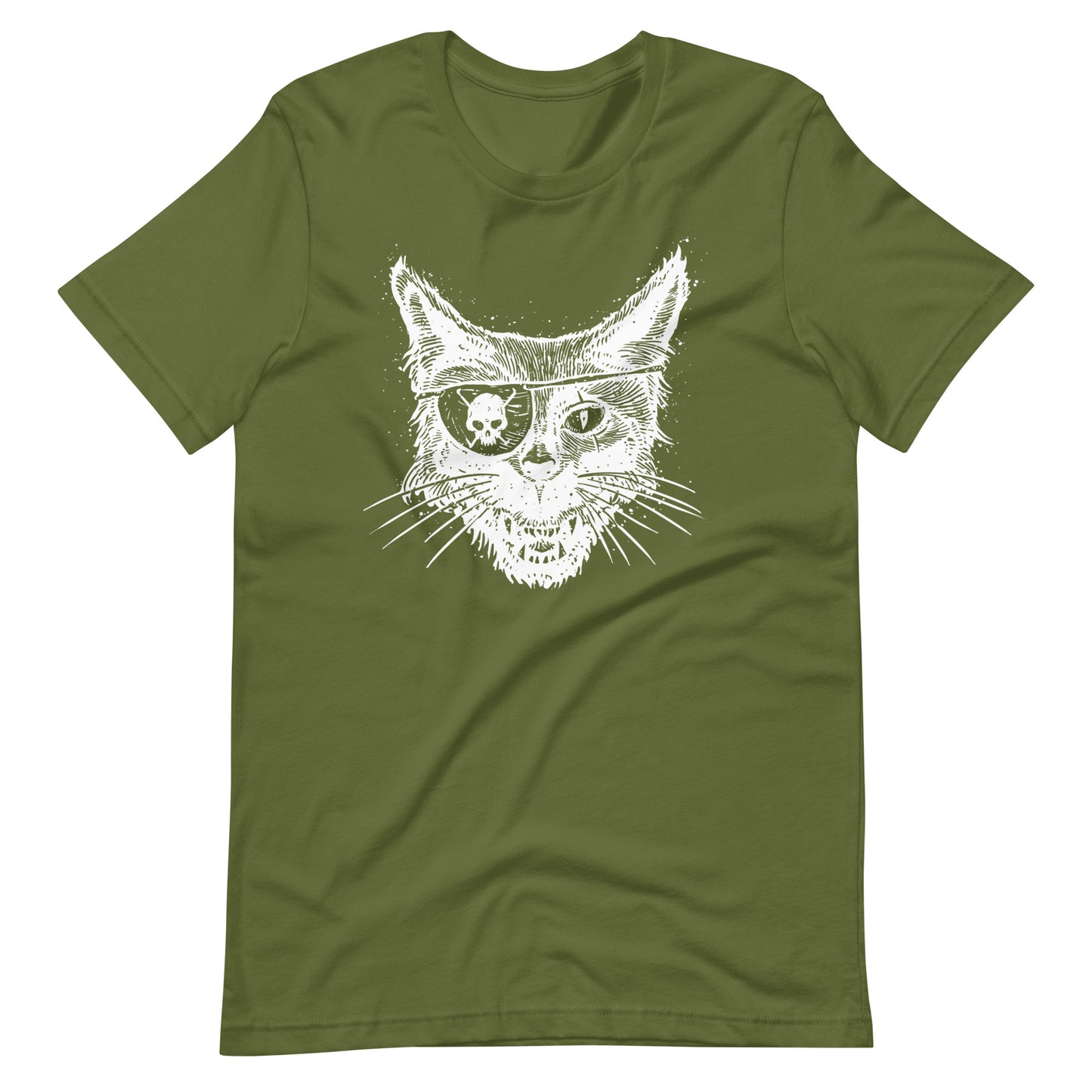 Cat Skull Eye White - Unisex t-shirt - Olive Front