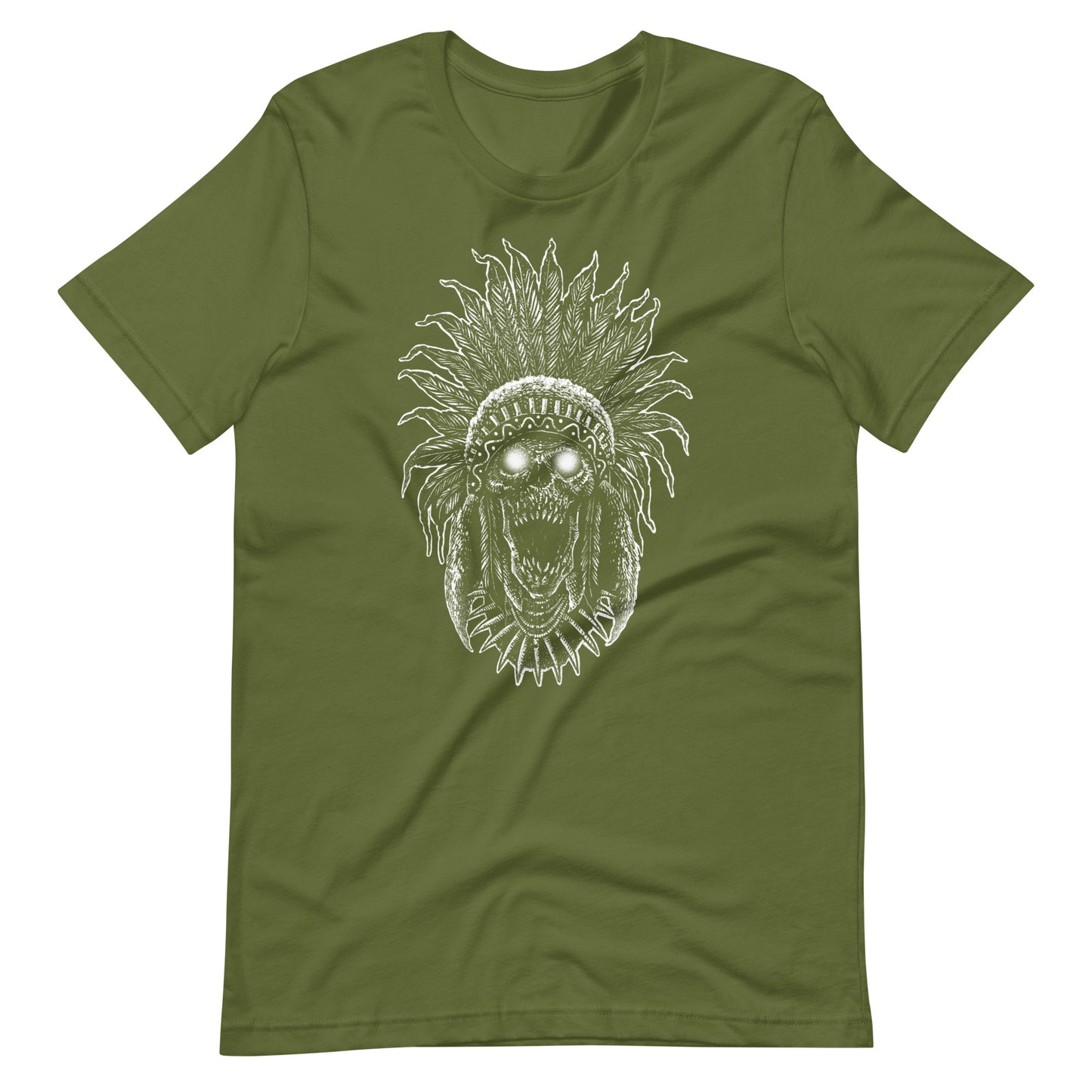 Tribe Skull White - Unisex t-shirt - Olive Front