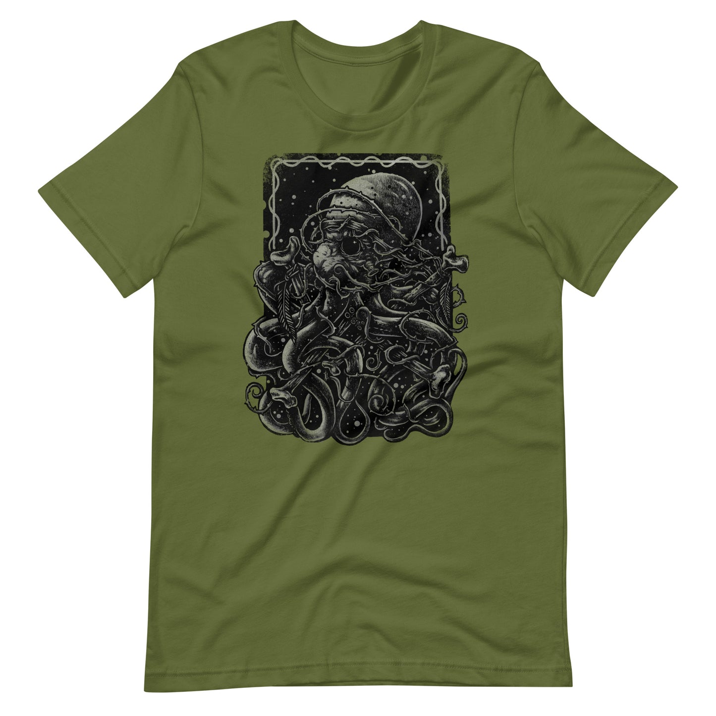 Spiny Octopus Black - Men's t-shirt - Olive Front