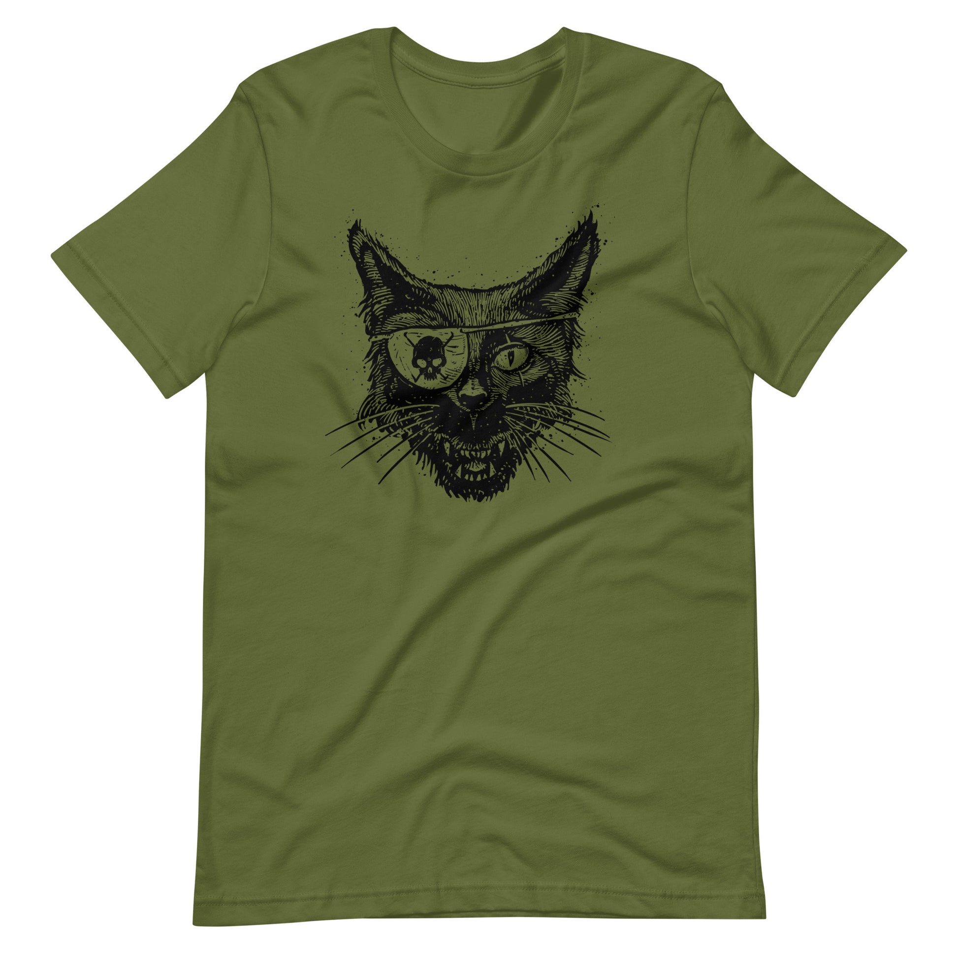 Cat Skull Eye Black - Men's t-shirt - Olive Front
