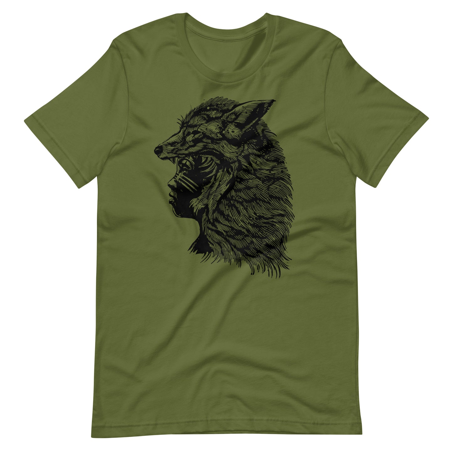 Fox Girl Black - Men's t-shirt - Olive Front