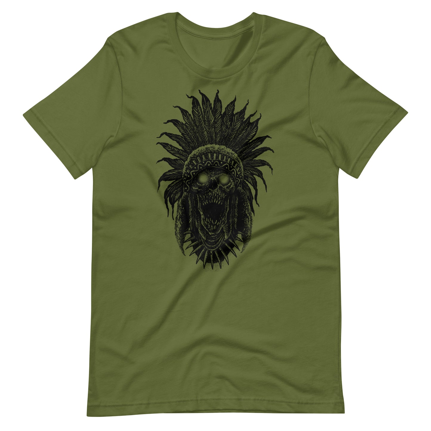 Tribe Skull Black - Men's t-shirt - Olive Front