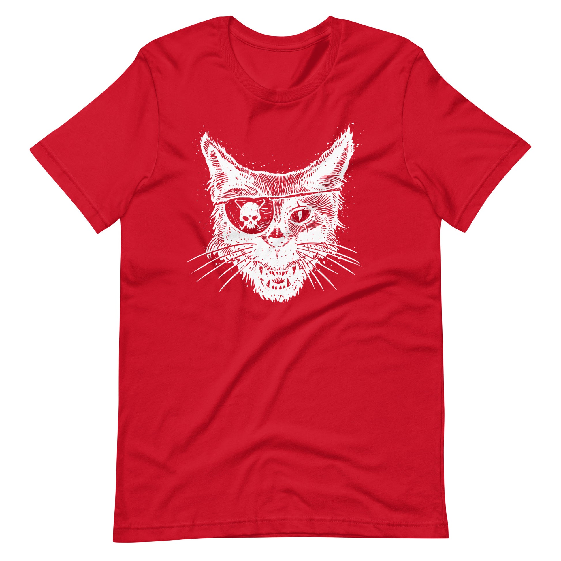 Cat Skull Eye White - Unisex t-shirt - Red Front