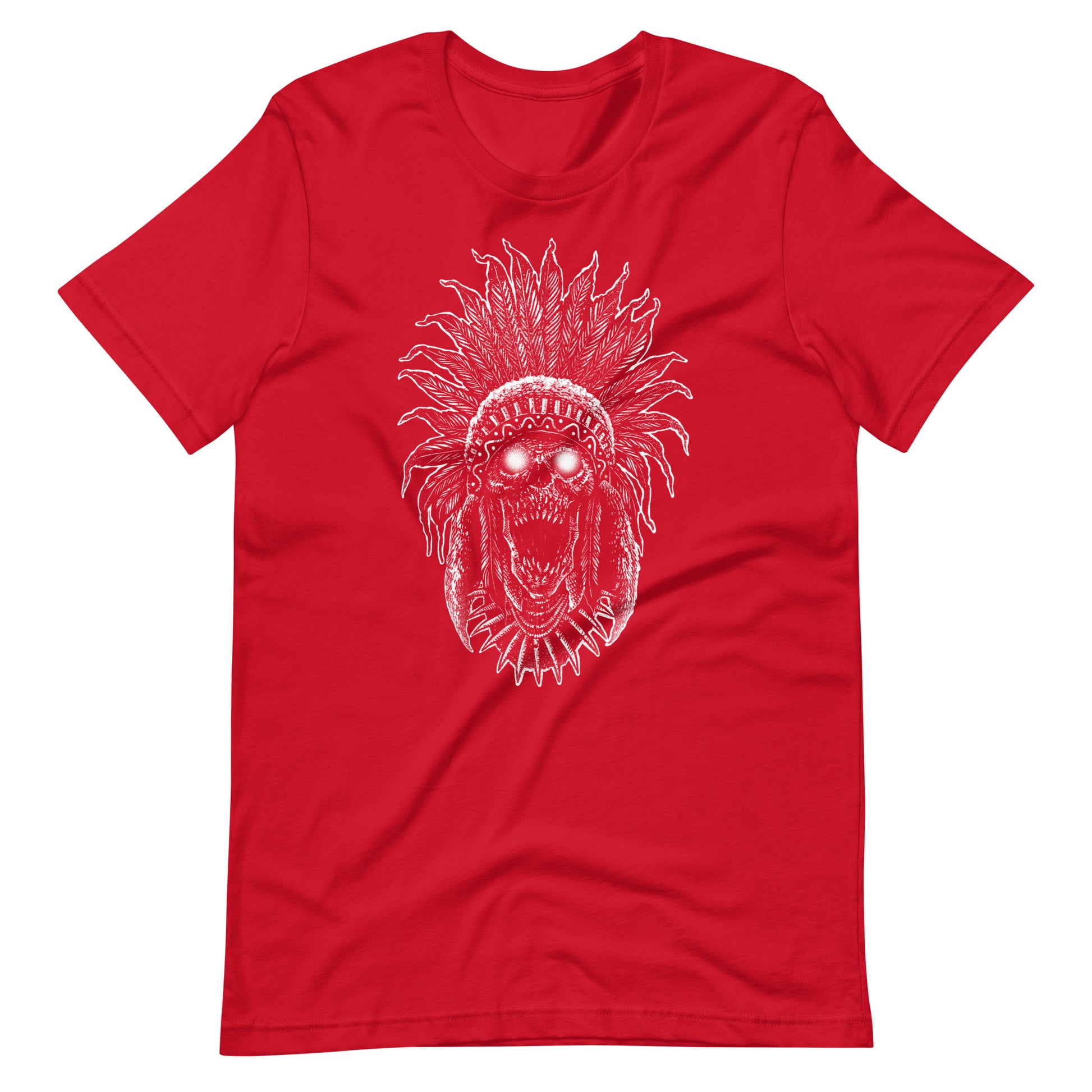 Tribe Skull White - Unisex t-shirt - Red Front