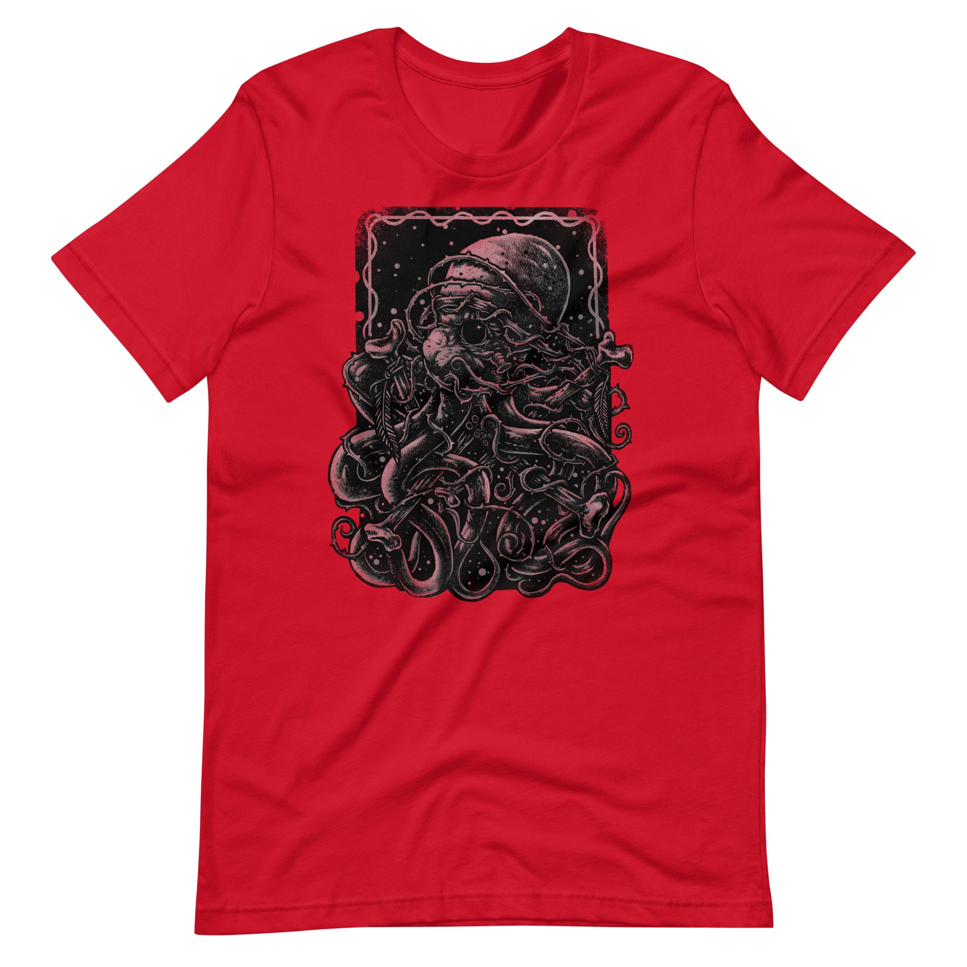 Spiny Octopus Black - Men's t-shirt - Red Front