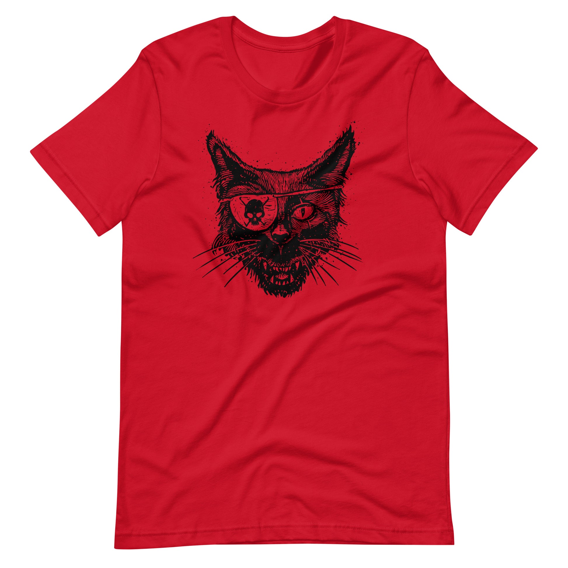 Cat Skull Eye Black - Men's t-shirt - Red Front