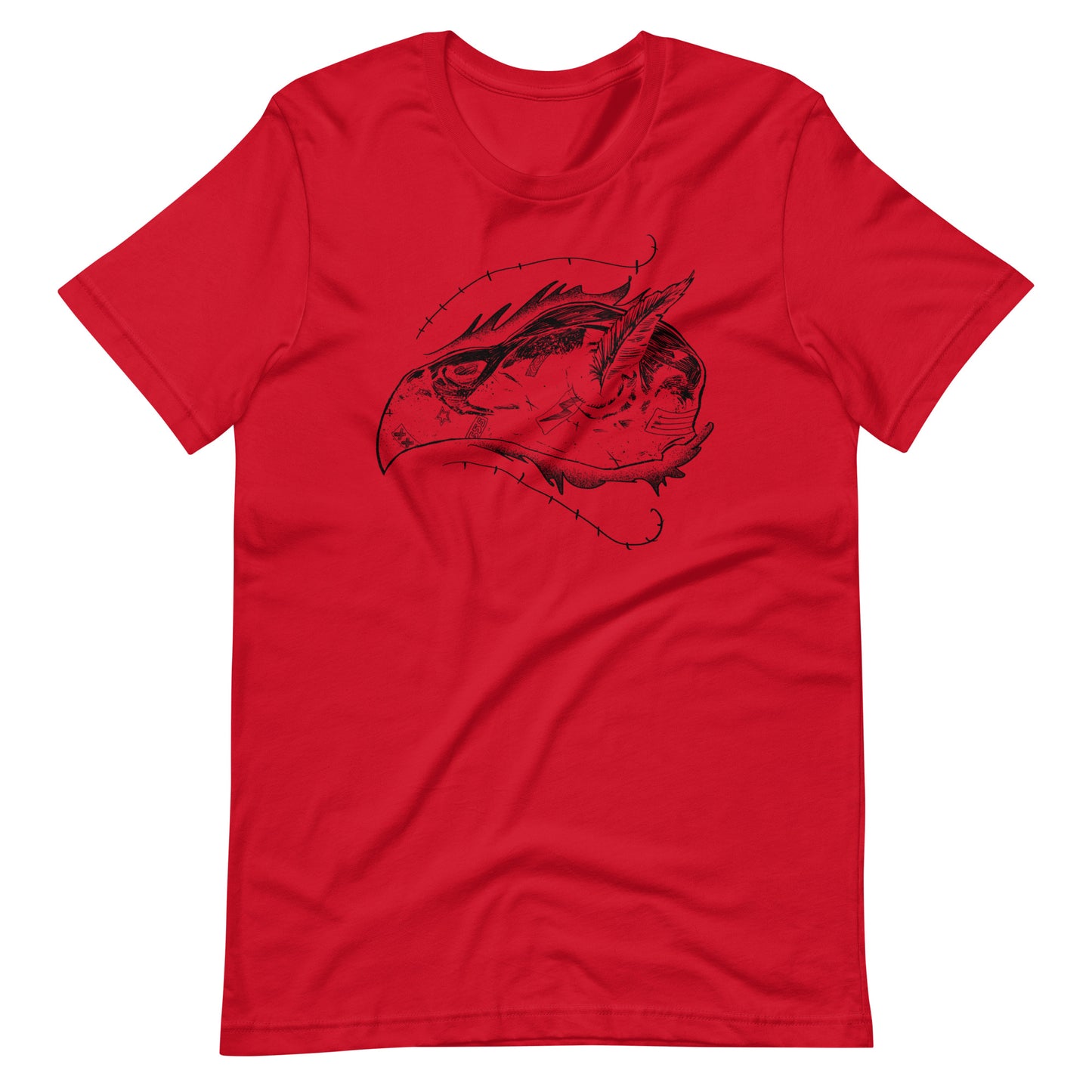 Skull Bird Black - Men's t-shirt - Red Front