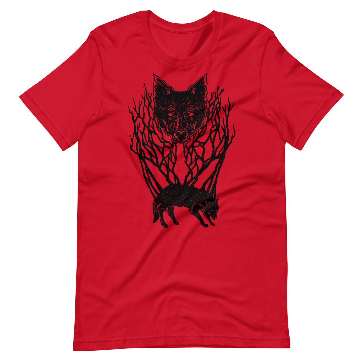 Wolf Tree Black - Men's t-shirt - Red Front