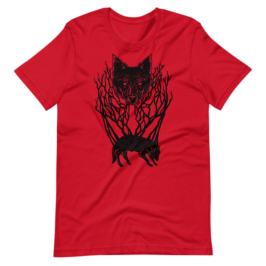 Wolf Tree Black - Men's t-shirt - Red Front