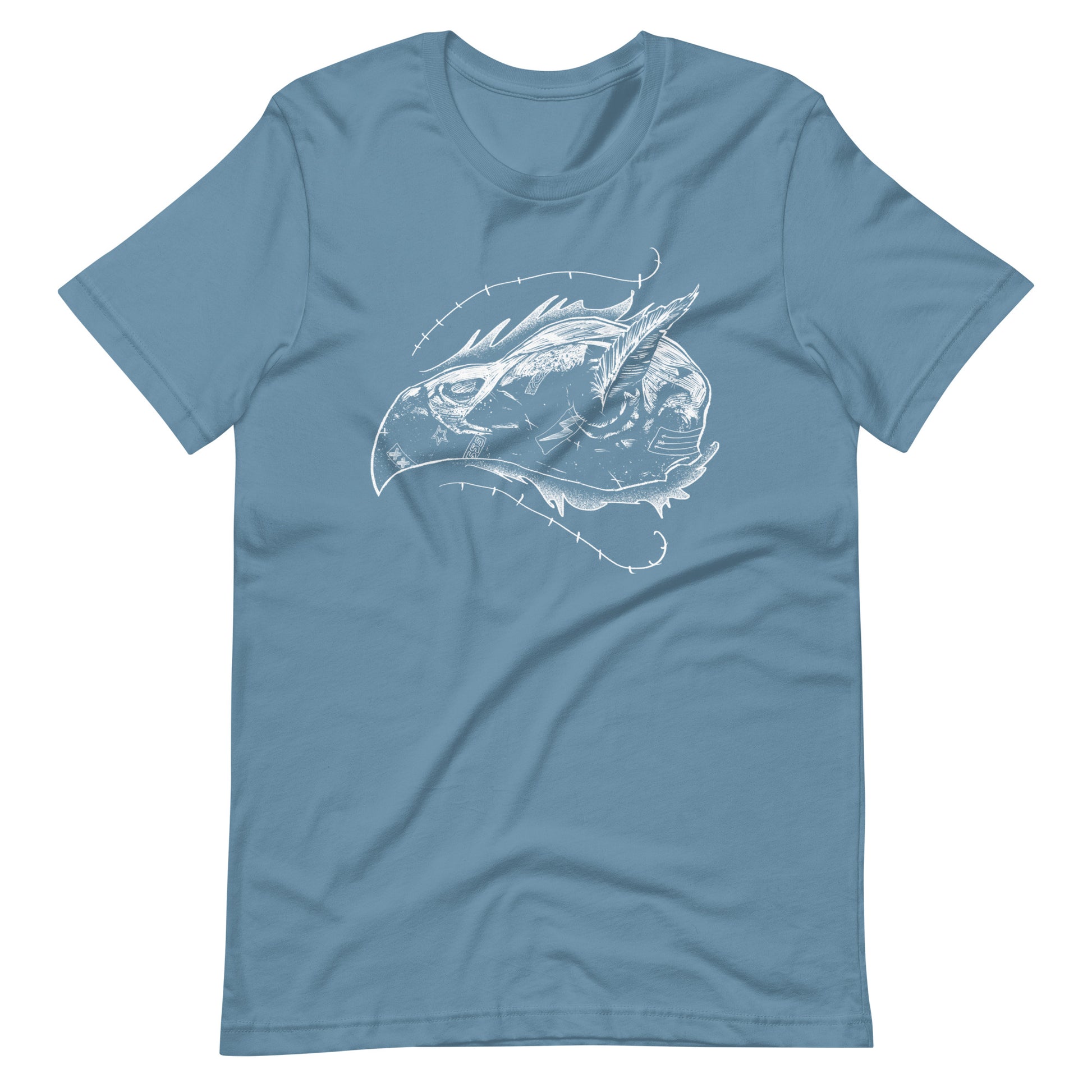 Skull Bird White - Men's t-shirt - Steel Blue Front