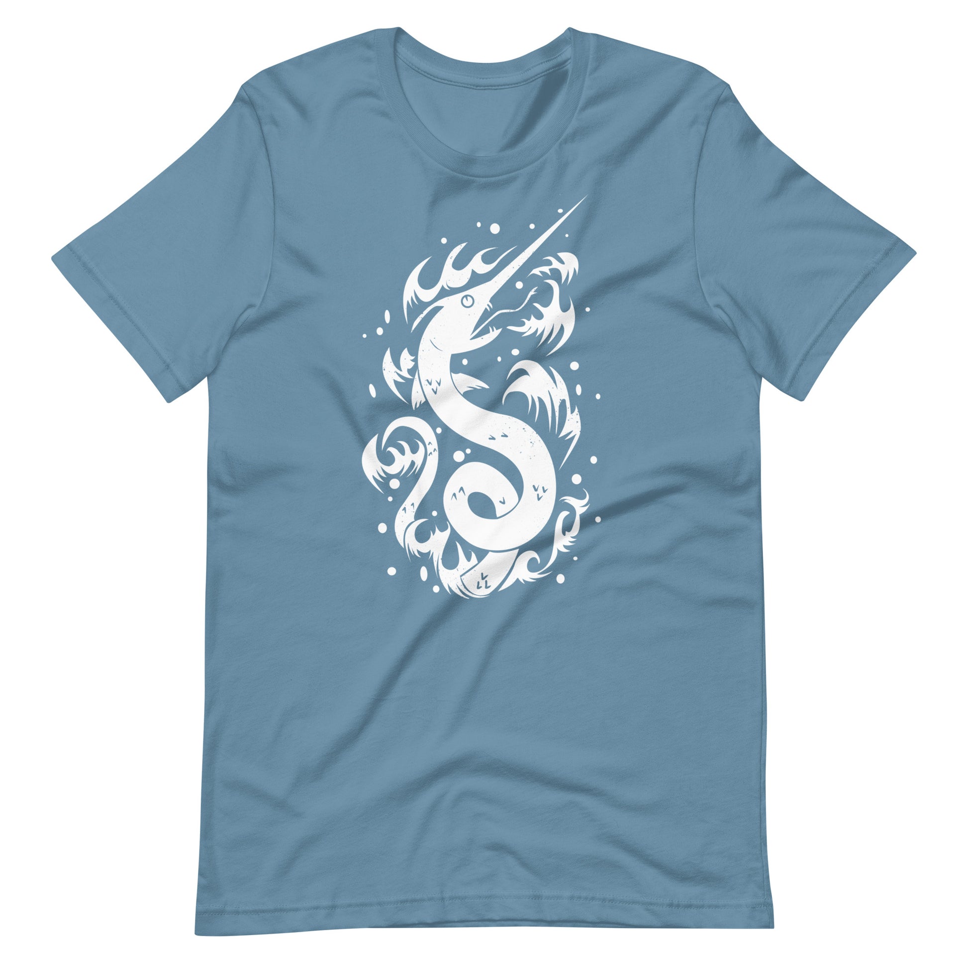 Snake Swordfish White - Men's t-shirt - Steel Blue Front