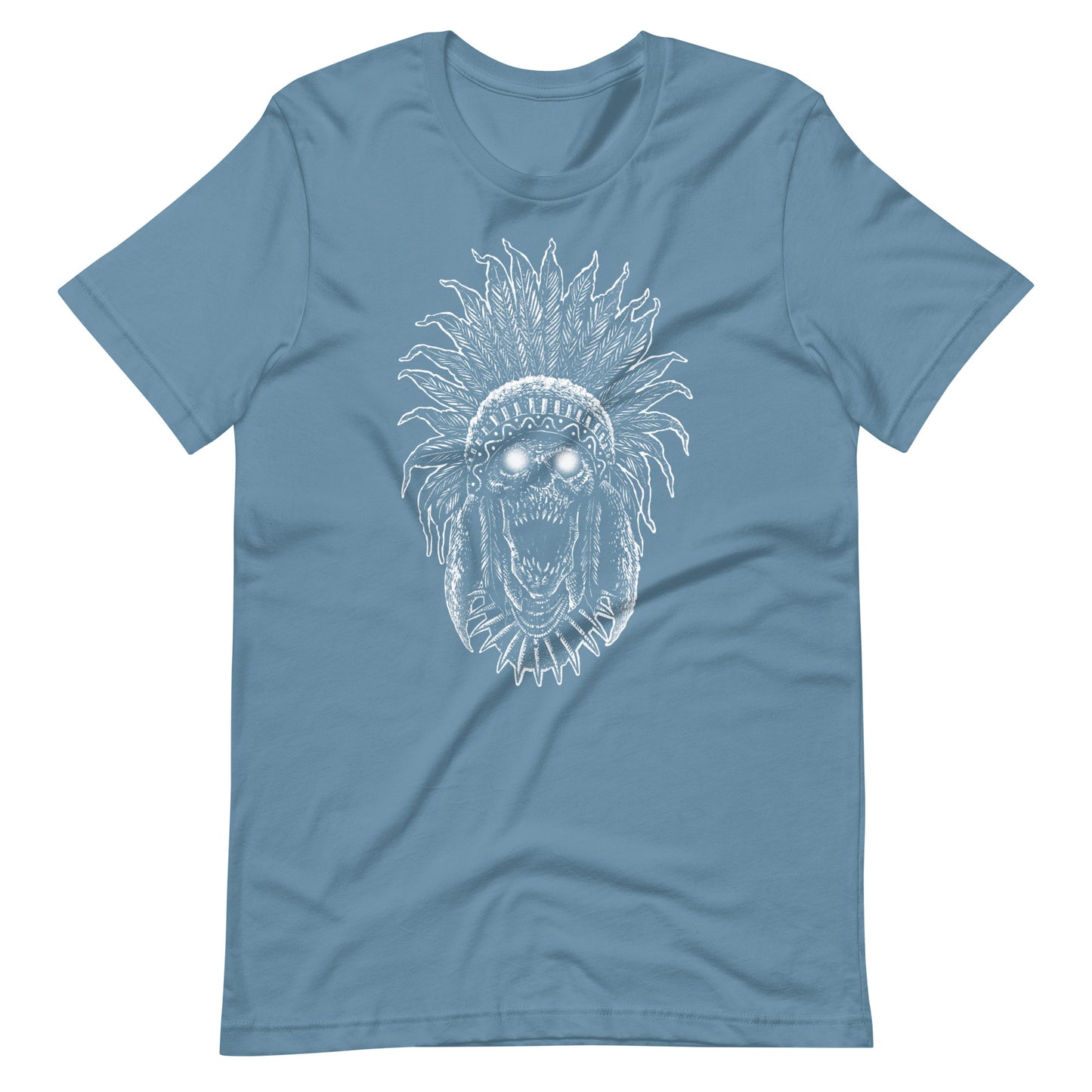Tribe Skull White - Unisex t-shirt - Steel Blue Front