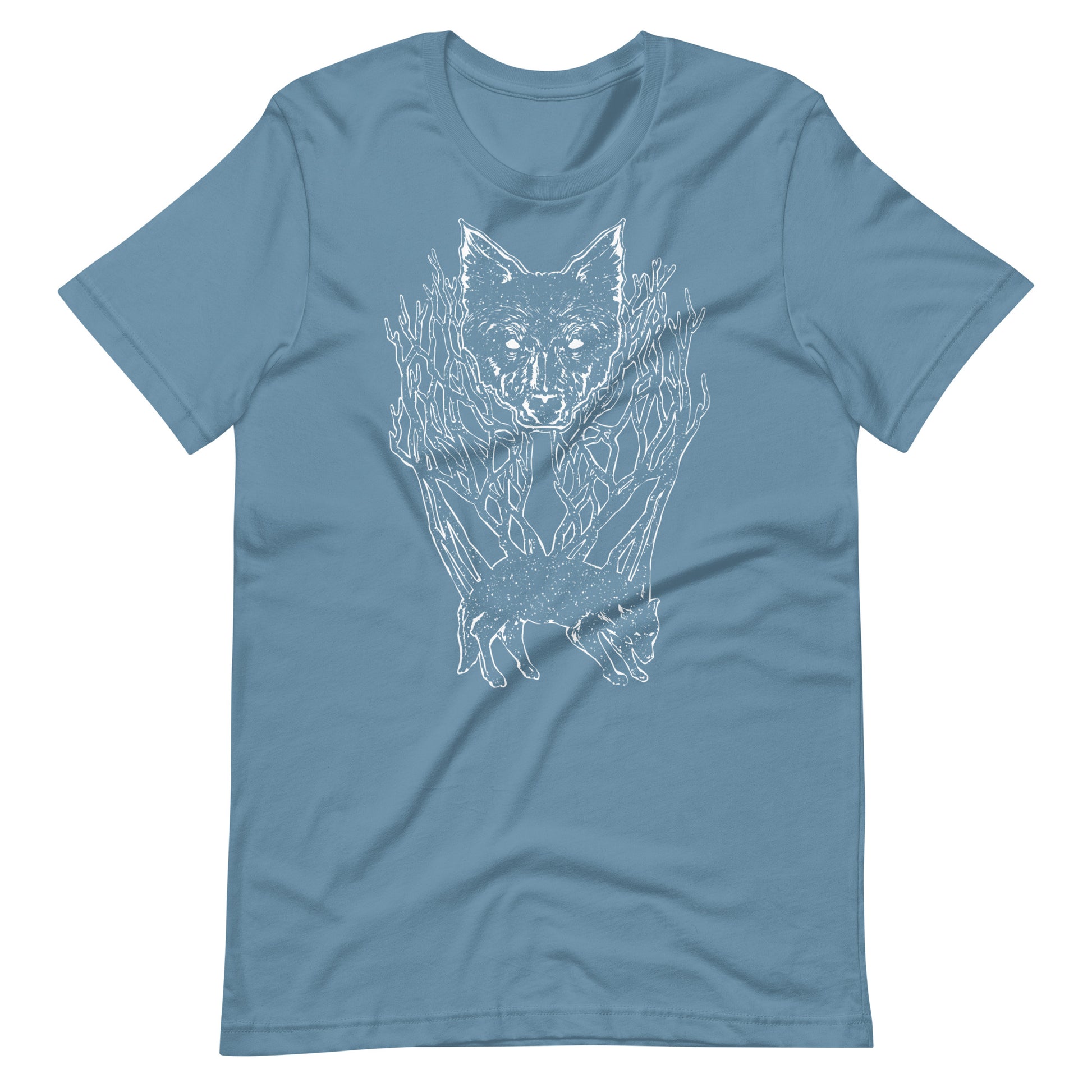 Wolf Tree White - Men's t-shirt - Steel Blue Front