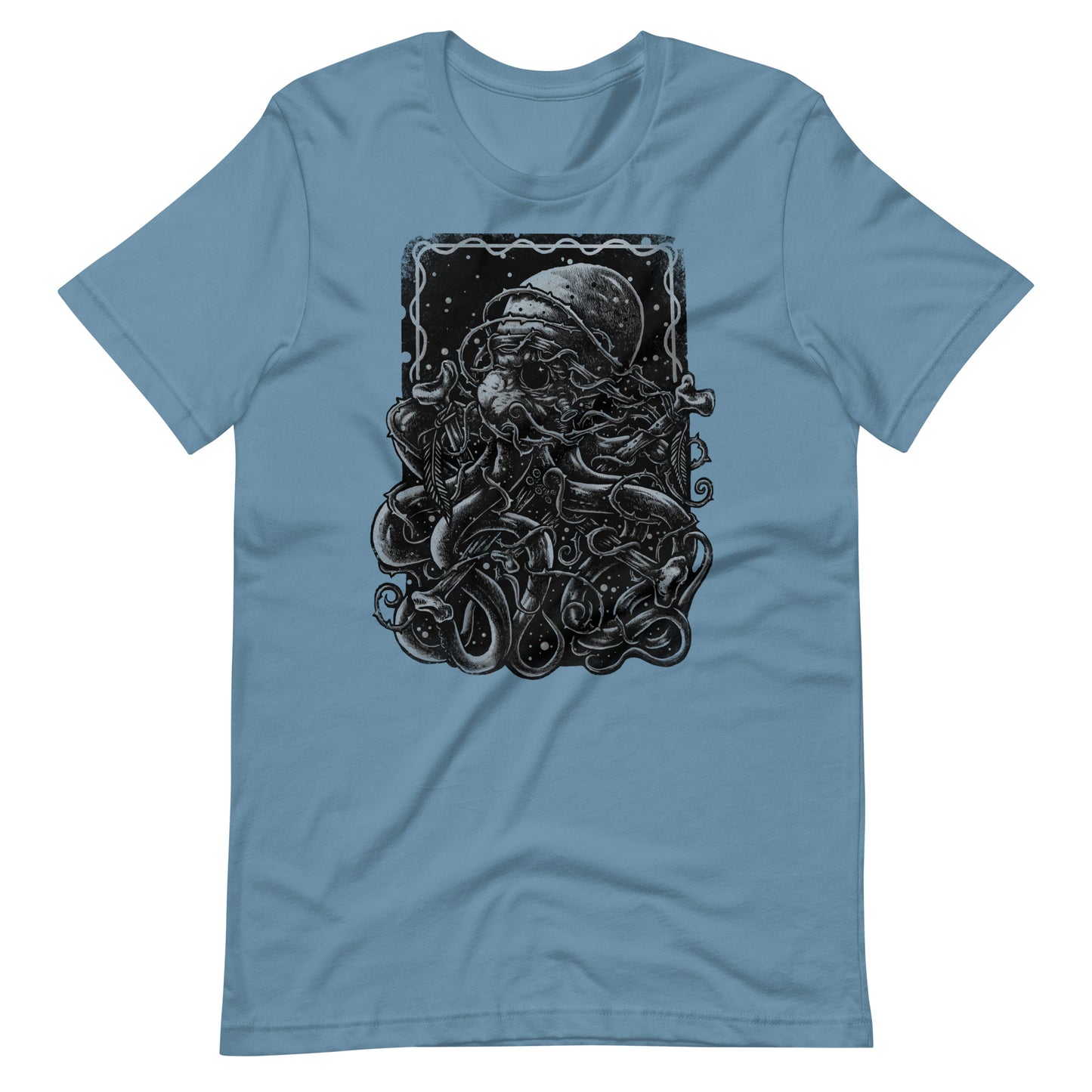 Spiny Octopus Black - Men's t-shirt - Steel Blue Front
