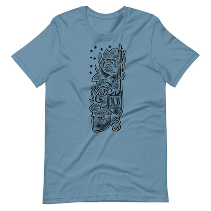 Gun Black - Men's t-shirt - Steel Blue Front