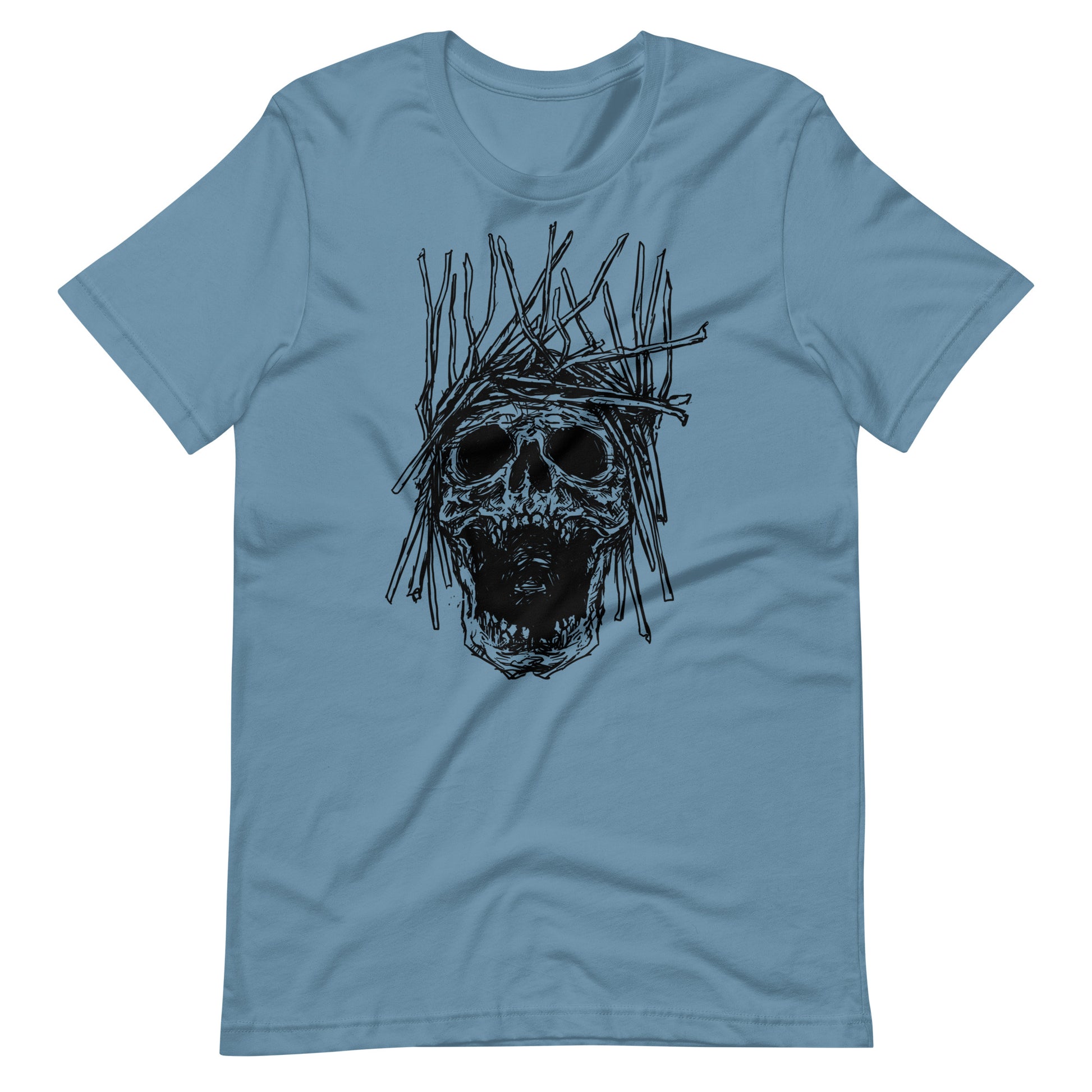 Skull H Black - Men's t-shirt - Steel Blue Front