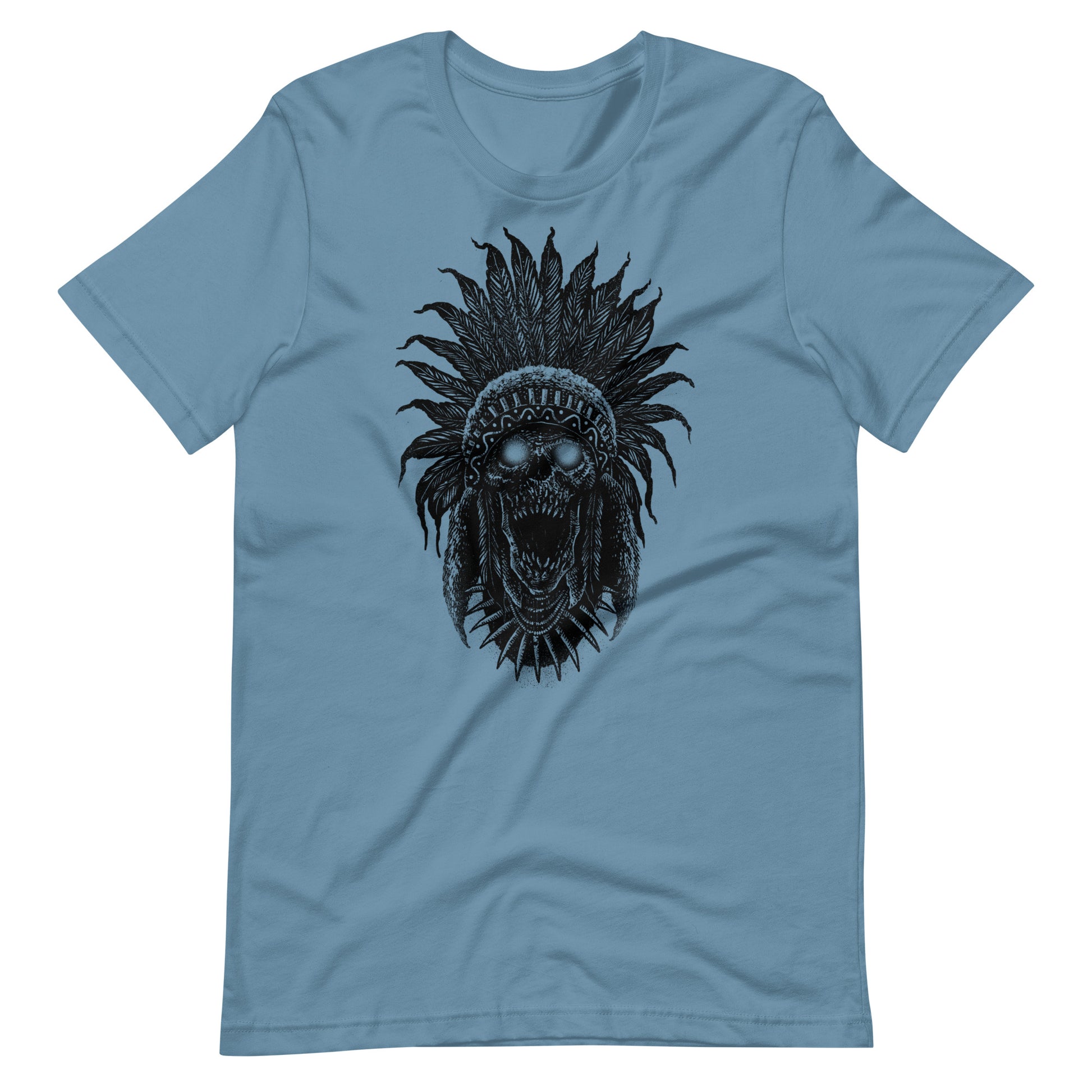 Tribe Skull Black - Men's t-shirt - Steel Blue Front