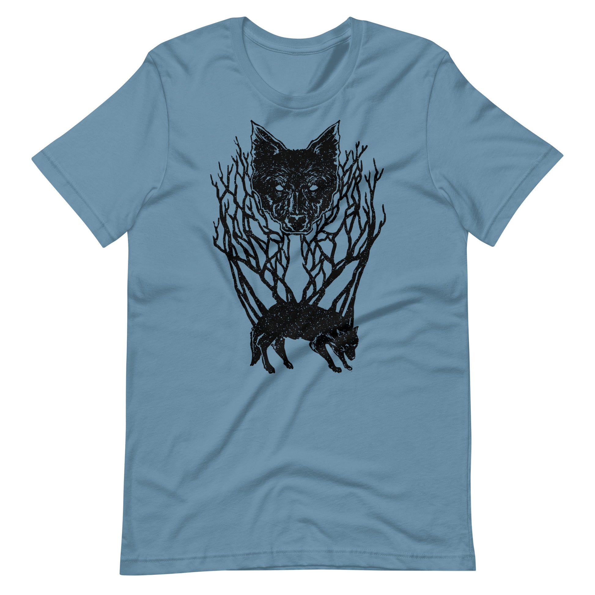 Wolf Tree Black - Men's t-shirt - Steel Blue Front