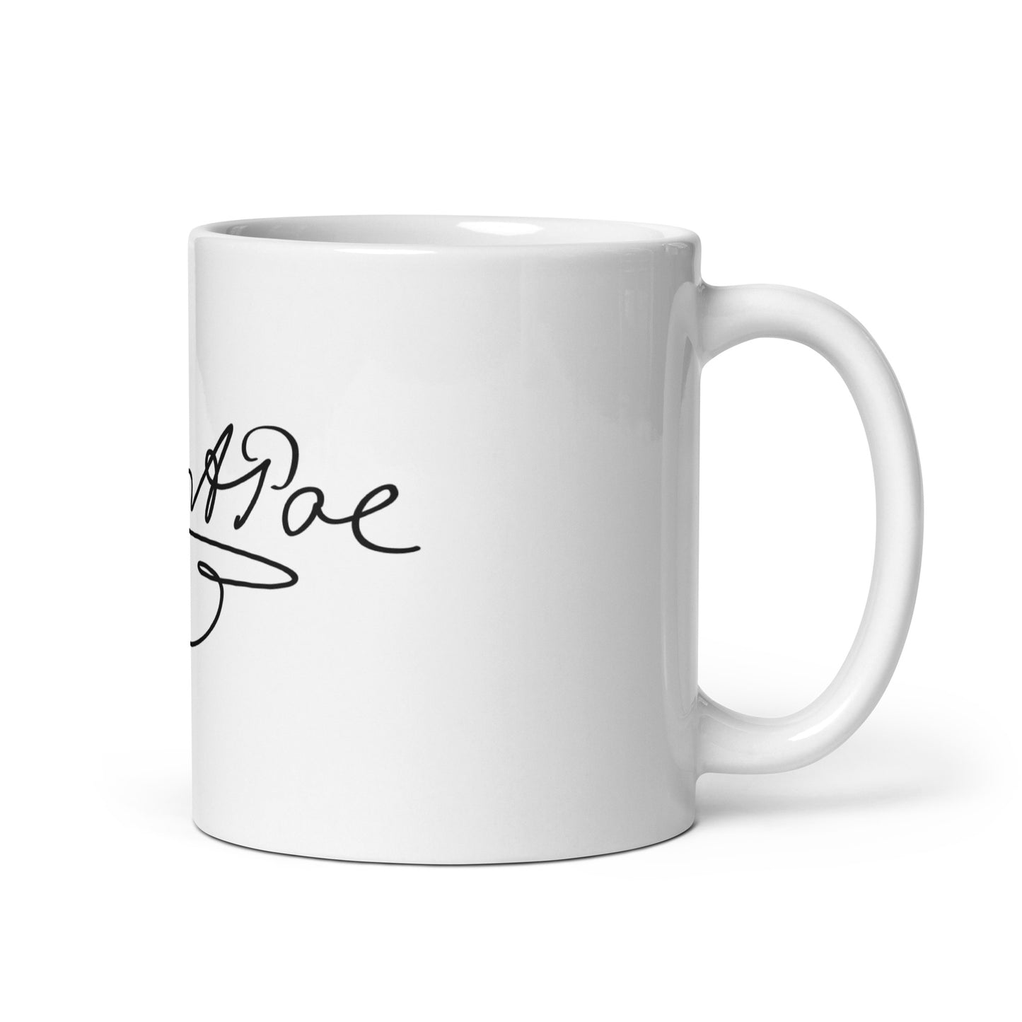 Edgar Allan Poe Signature White glossy mug - 11oz Handle on Right