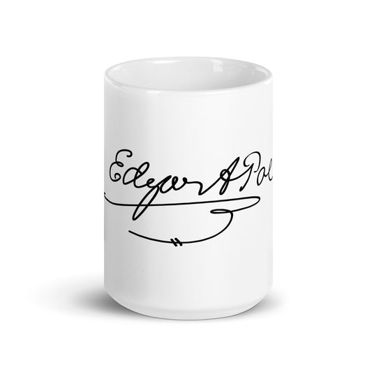 Edgar Allan Poe Signature White glossy mug - 15oz Front