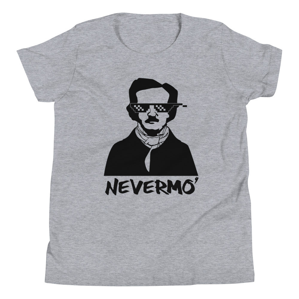 Kids' Edgar Allan Poe "Nevermo" Youth T-Shirt - Classic Comfort for Little Poe Fans - Athletic Heather Front