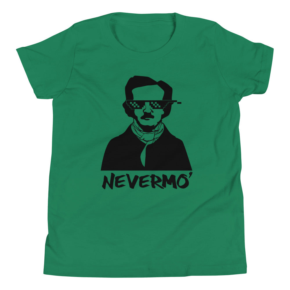 Kids' Edgar Allan Poe "Nevermo" Youth T-Shirt - Classic Comfort for Little Poe Fans - Kelly Front